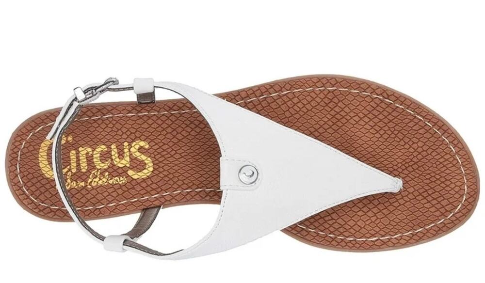 Circus Sam Edelman Cassandra Slingback Thong Sandals White Shoe Flat Sz 8.5